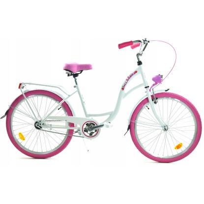 Dallas City Junior børnecykel, 24", lyserød/hvid