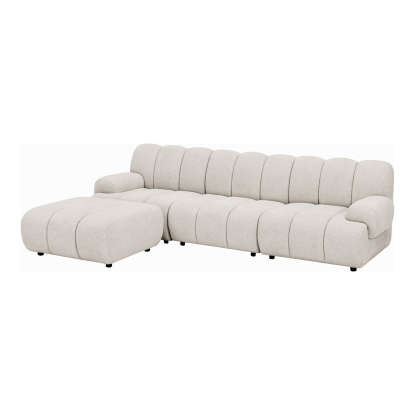 Taza 3,5 personers venstrevendt modulsofa med puf, sand