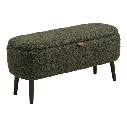Harlow bænk med opbevaring, teddy, grøn, 95 cm