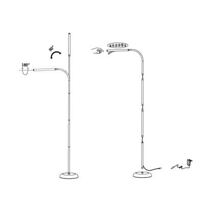 EGLO LAROA LED gulvlampe med touchdæmper, H130 cm, dæmpbar, hvid