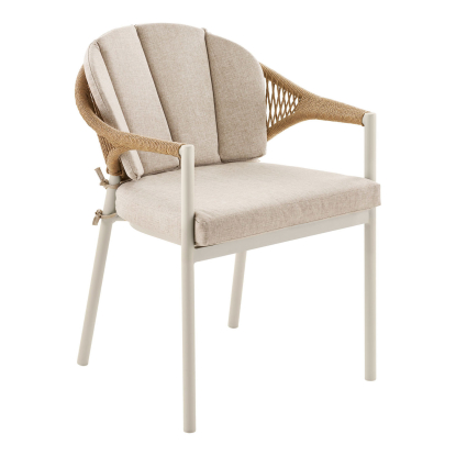 Abela havestol med hynde, aluminium/polyrattan, natur