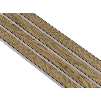 I-Wood Basic 4-lamel akustikpanel, mørkebrun olieret, grå filt og sort kerne, egefiner, 17 x 300 mm 