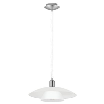 EGLO BRENDA pendel, Ø39,5 cm, E27, børstet stål/hvidt glas