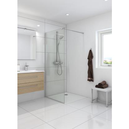 Scanbad Match D fast brusevæg, H197,5 cm, satin/klart glas