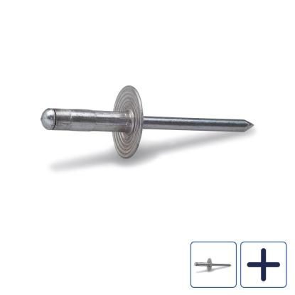 FAST blindnitte/popnitte med stor skive, elforzinket, 4,8 mm - 100 stk.