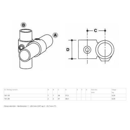 Clarrods Clamps CL161 overkryds, sort