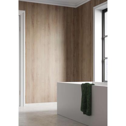 Fibo Basic vådrumspanel uden fugefræsning, 10 x 600 x 2400 mm, oak nature silk