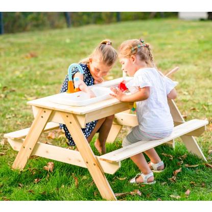 TP Toys picnicbænk med vask og vandhane, træ, 71 x 94 x 89 cm