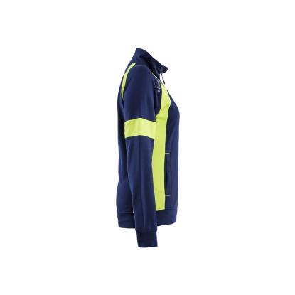 Blåkläder 3568 dame sweatshirt full zip, marineblå/hi-vis gul