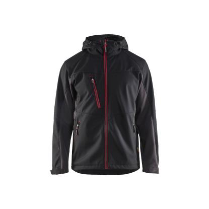 Blåkläder 4753 softshell jakke med hætte, sort/rød
