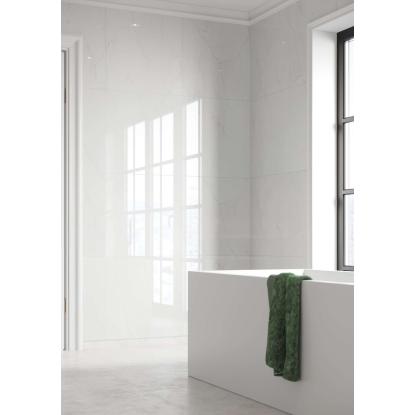 Fibo Stone vådrumspanel med 60 x 60 cm fliselook, 10 x 600 x 2400 mm, bright marble high gloss