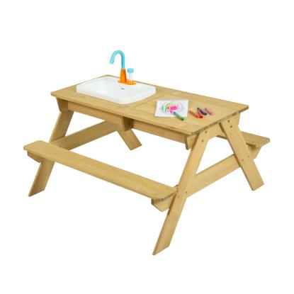 TP Toys picnicbænk med vask og vandhane, træ, 71 x 94 x 89 cm