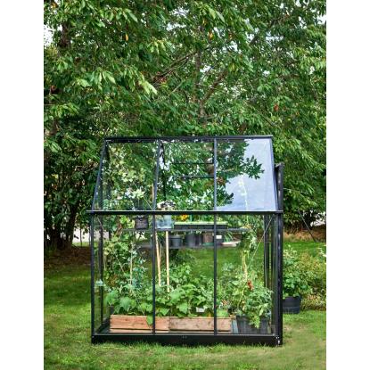 Halls Qube 66 drivhus 3,9 m², sort, 3 mm hærdet glas