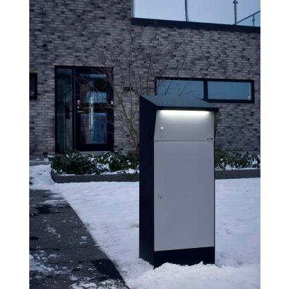 Allux Bjørn pakkepostkasse med Ruko lås, sort med aluminium front