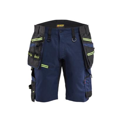 Blåkläder 1972 striker håndværkershorts med stretch, mørk marineblå/hi-vis gul
