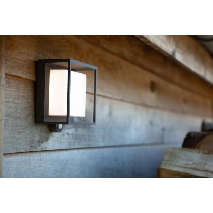 LUTEC CURTIS udendørs LED væglampe med solceller og sensor, H19 cm, IP54, mørk grå