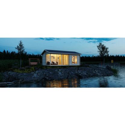 Luoman Lillevilla Koskikara saunahytte med opholdsrum og overdækket terrasse - 23,8 + 9,7 m²