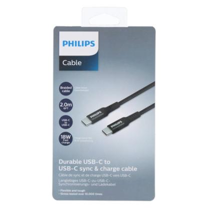 Philips USB-C kabel USB-C til USB-C, sort, 2 meter
