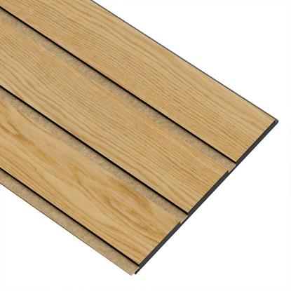 I-Wood Basic 3-lamel akustikpanel, klar olieret, brun filt og sort kerne, egefiner, 17 x 300 mm 