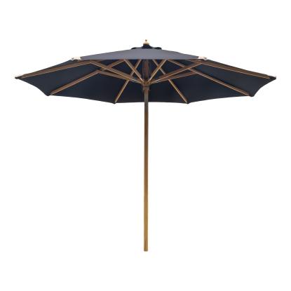 Parasol med tilt, træstok, sort, ø300 cm