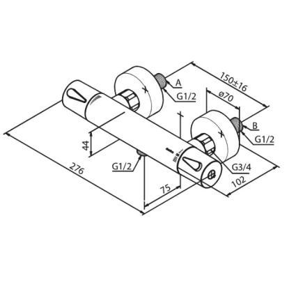 Damixa Silhouet brusearmatur med rosetter, 1/2" afgang, mat sort