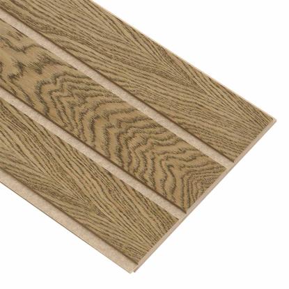 I-Wood Medio+ 3-lamel akustikpanel, mørkebrun olieret, beige filt og lys kerne, egefiner, 16 x 300 mm