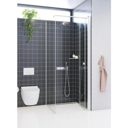Scanbad Match B foldedør, H200 cm, satin/klart glas