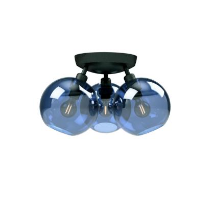 Belid Gloria plafond/loftlampe, Ø33 cm, 3 x E14, dæmpbar, sort struktur/blåt glas