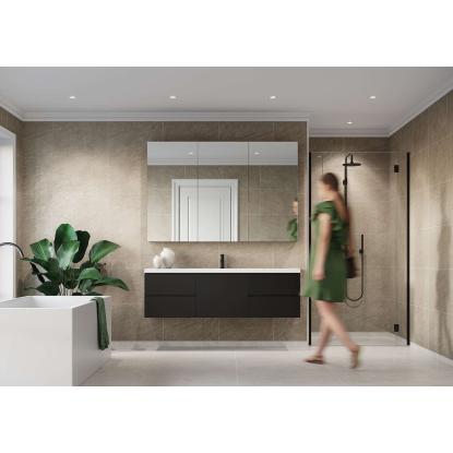 Fibo Stone vådrumspanel med 60 x 40 cm fliselook, 10 x 600 x 2400 mm, grey sahara stone