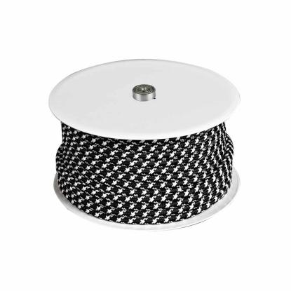 Halo Design kabelrulle med zig-zag tekstilledning, sort/hvid - 25 meter