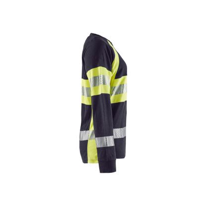 Blåkläder 3494 dame multinorm t-shirt lang ærme inherent, marineblå/hi-vis gul