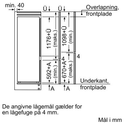 Siemens iQ100 integrerbart kølefryseskab KI87V5SE0, 200 + 70 liter