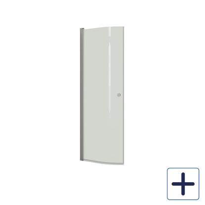 Scanbad Match E halvrund svingdør, H200 cm, satin/klart glas