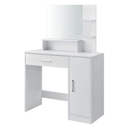 Makeupbord med spejl, hvid, 90 x 38 x 137,5 cm