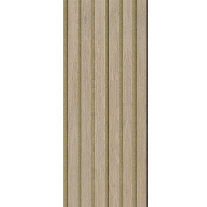 I-Wood Medio+ Original akustikpanel, hvid olieret, brun filt og sort kerne, egefiner, 17 x 300 mm