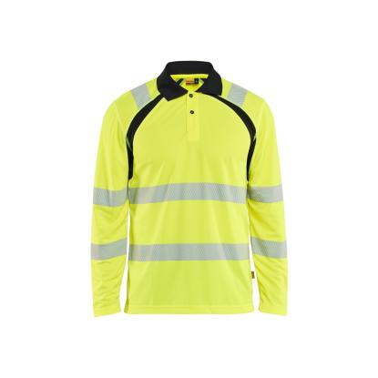 Blåkläder 3598 high vis UV polo lang ærme, hi-vis gul/sort