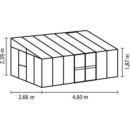 Vitavia Helena 2 11900 vægdrivhus, sort, 11,9 m², 3 mm hærdet glas +