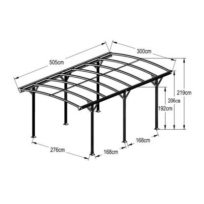 Westmann Bergen carport, buet tag, antracitgrå, 220 x 300 x 505 cm - 15 m²
