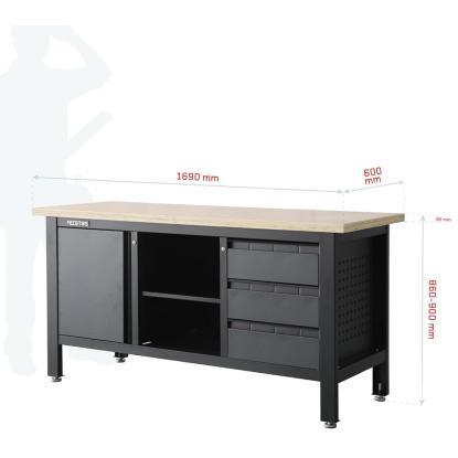 Feistos Heros 1 arbejdsbord, stål, antracitgrå/sort, 87 x 169 x 60 cm