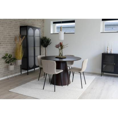 Spisebordsstol i bouclé, beige med sorte ben