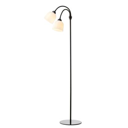 Halo Design Glow gulvlampe, 2 arme, 2 x E14, H130 cm, sort/opal