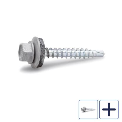 FAST farmerskrue med borespids, sølv, 4,8 mm