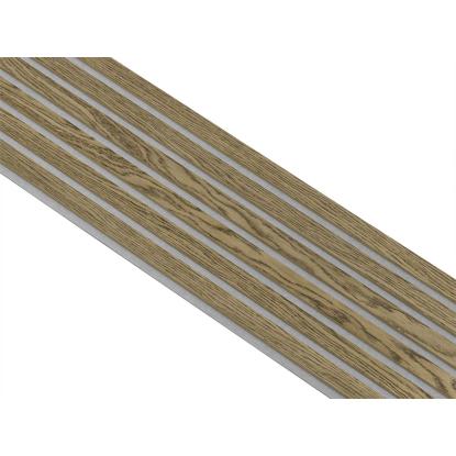 I-Wood Basic Original akustikpanel, mørkebrun olieret, grå filt og lys kerne, egefiner, 16 x 300 mm 