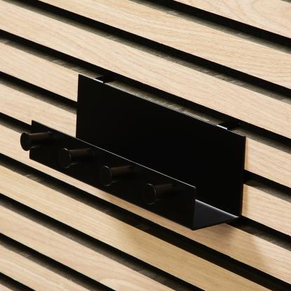 Millex hylde til akustikpanel, 4 knager, 21,5 cm, sort