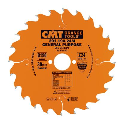 CMT rundsavsklinge til træ, Z24 W, Ø190 x 2,6 x 30 mm