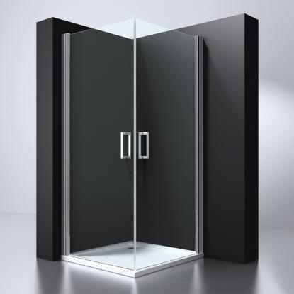 Best Design Erico brusehjørne, firkantet, 90 x 90 cm, krom/klart glas