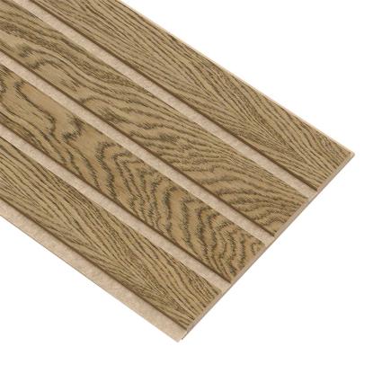 I-Wood Basic 4-lamel akustikpanel, mørkebrun olieret, beige filt og lys kerne, egefiner, 16 x 300 mm 