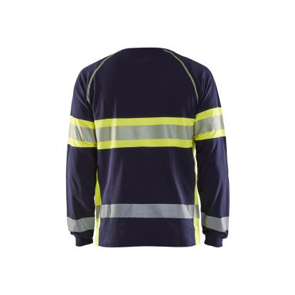 Blåkläder 3510 high vis t-shirt lang ærme, marineblå/hi-vis gul