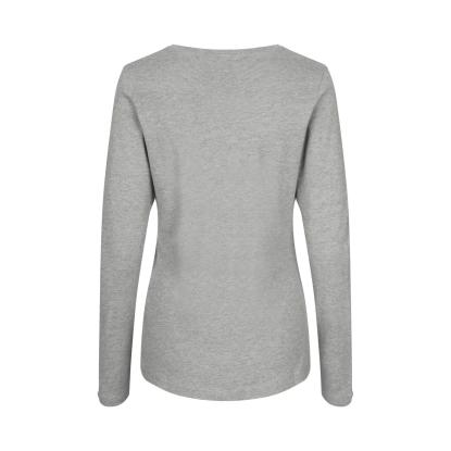 ID 0509 Interlock T-shirt med lange ærmer, dame, grå melange