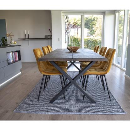 Spisebord i smoked olieret med bølget kant - forberedt tillægsplader 200x95xh75cm